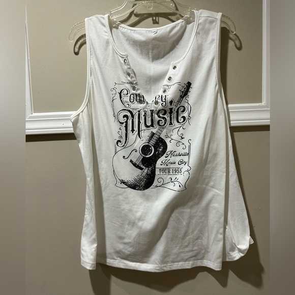 White Country Music Tank Top - Picture 1 of 4